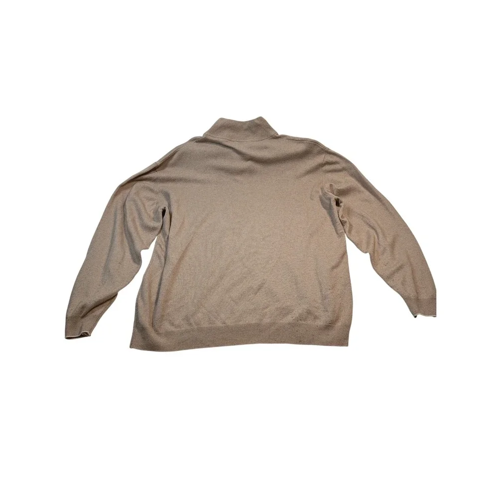 Hathaway Platinum Mens Quarter Zip Sweater XXL Tan Silk Cashmere Blend